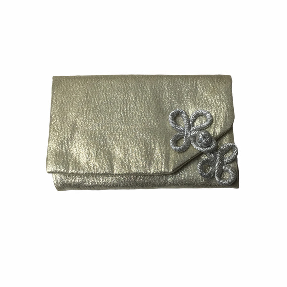 Gold Fabric Clutch Frog Closure - Picture 1 of 4